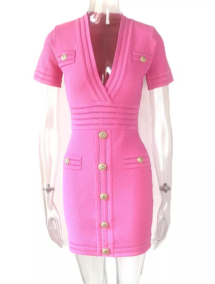 Morgan Pink Knit Bodycon Dress - ALLARA