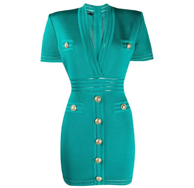 Morgan Turquoise Knit Bodycon Dress - ALLARA