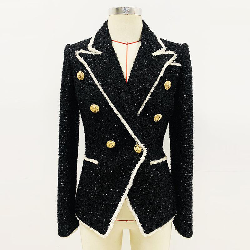 Noelle Black Tweed Blazer with White Trim - ALLARA