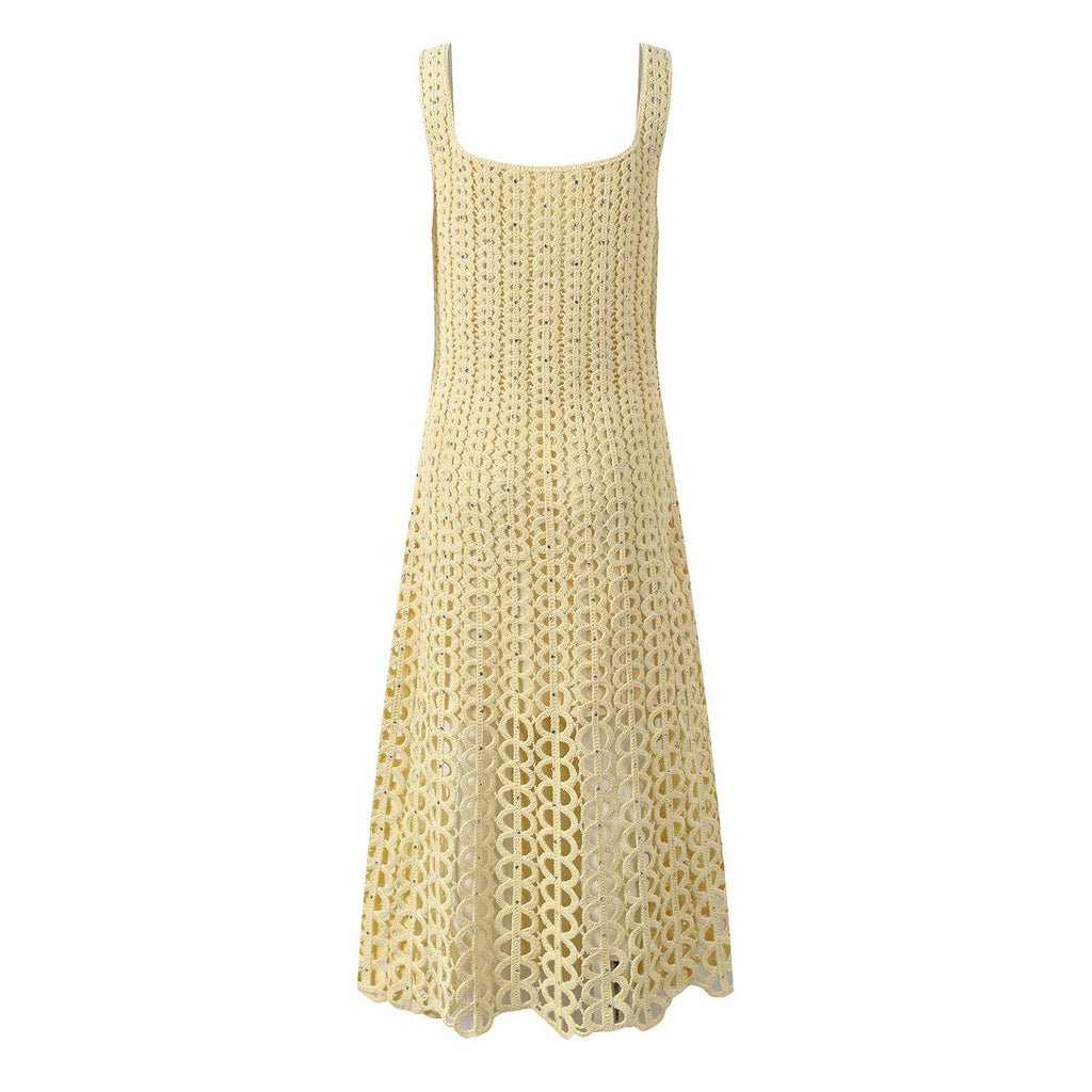 Camila Crystal Crochet Knit Midi Dress