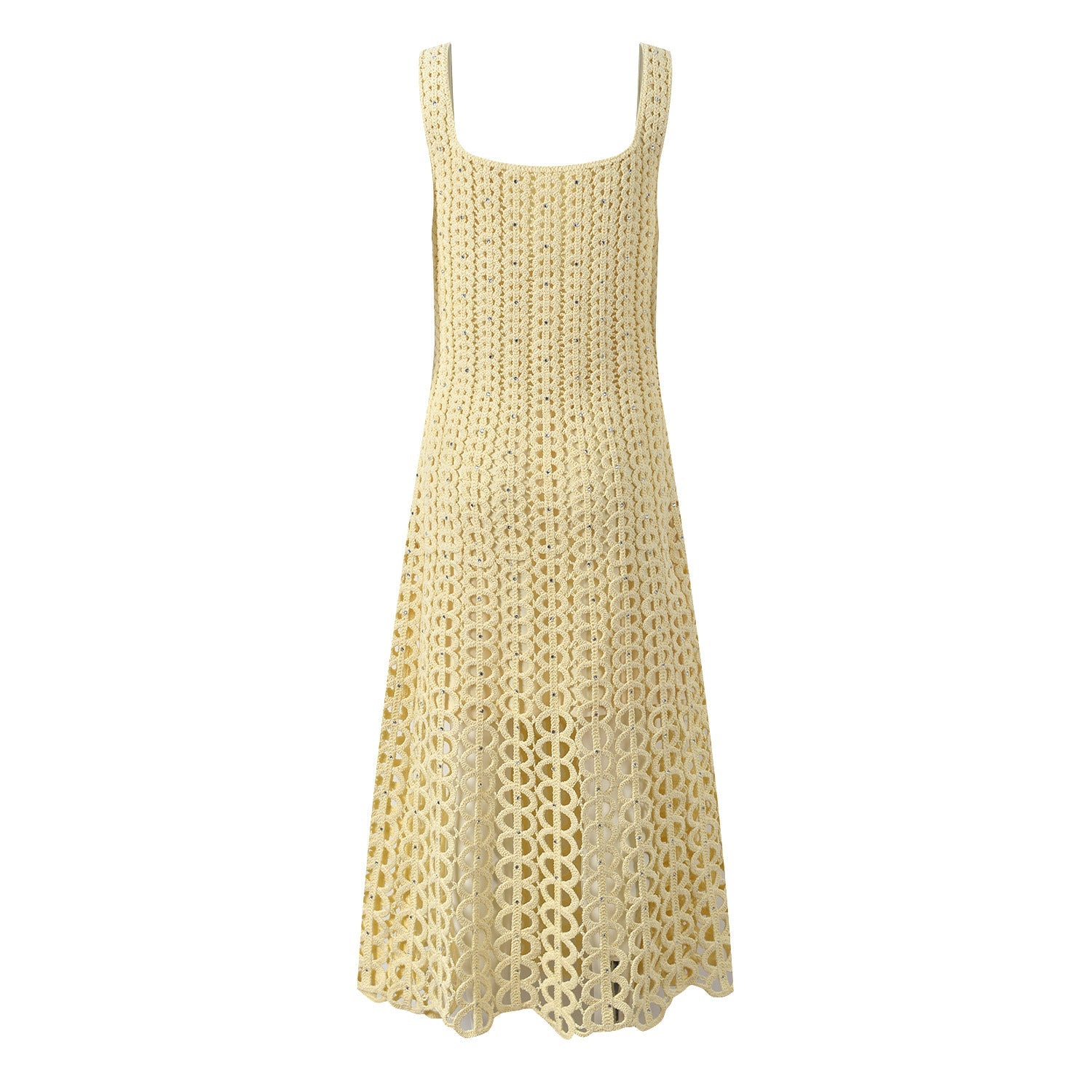 Camila Crystal Crochet Knit Midi Dress