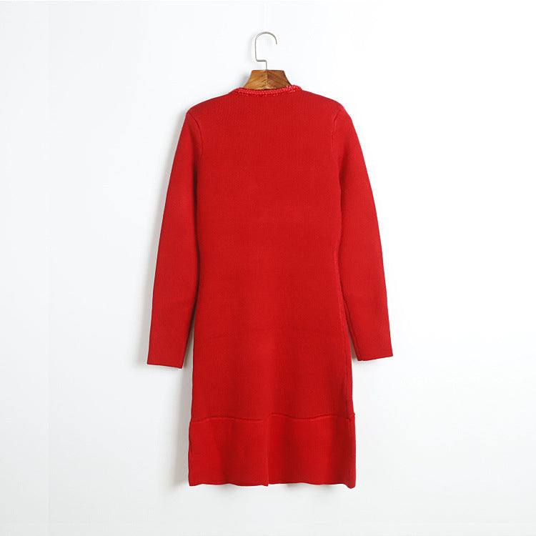 Nia Heart Button Black Glittery Knit Mini Dress