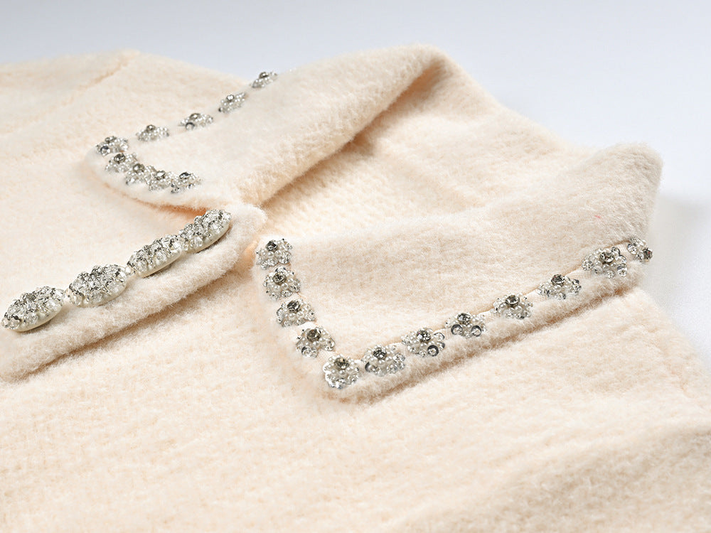 Olivia Crystal Button Knit A-Line Mini Dress