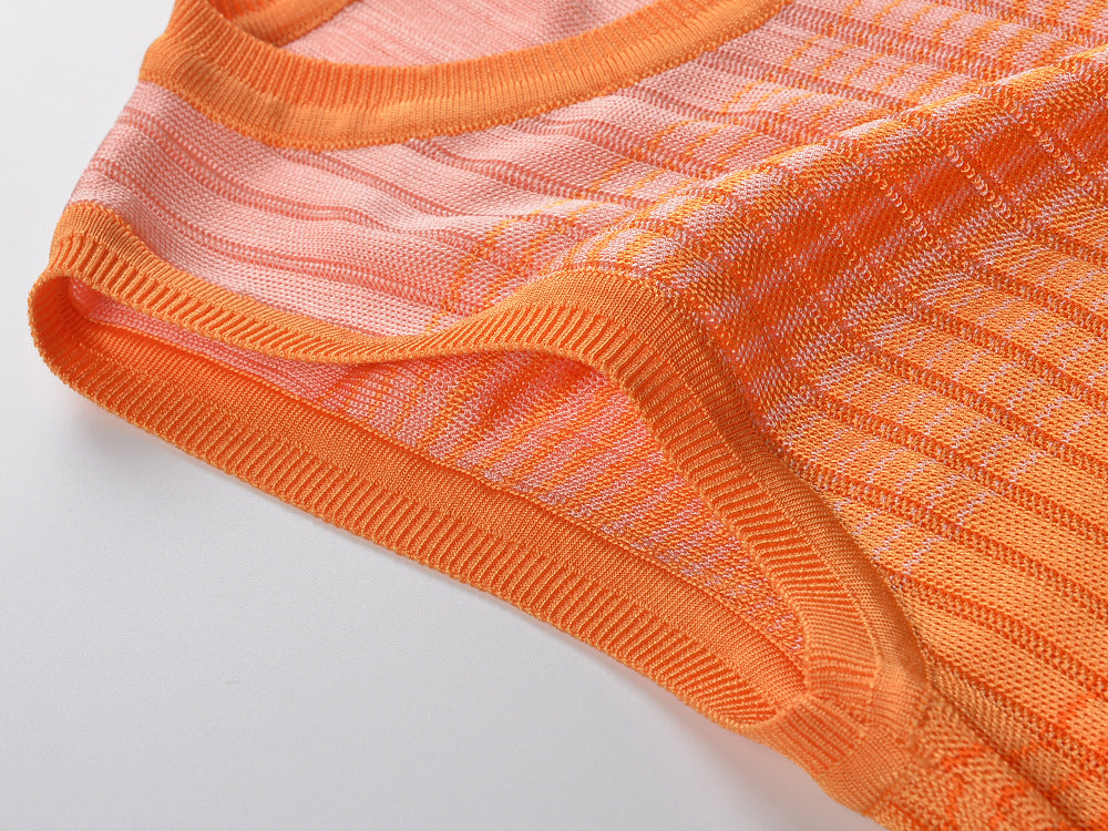 Aria Gradient Orange Knit Maxi Dress