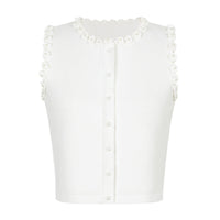 Fernie Knit Crop Top and Mini Skirt Set with Pearl Detail