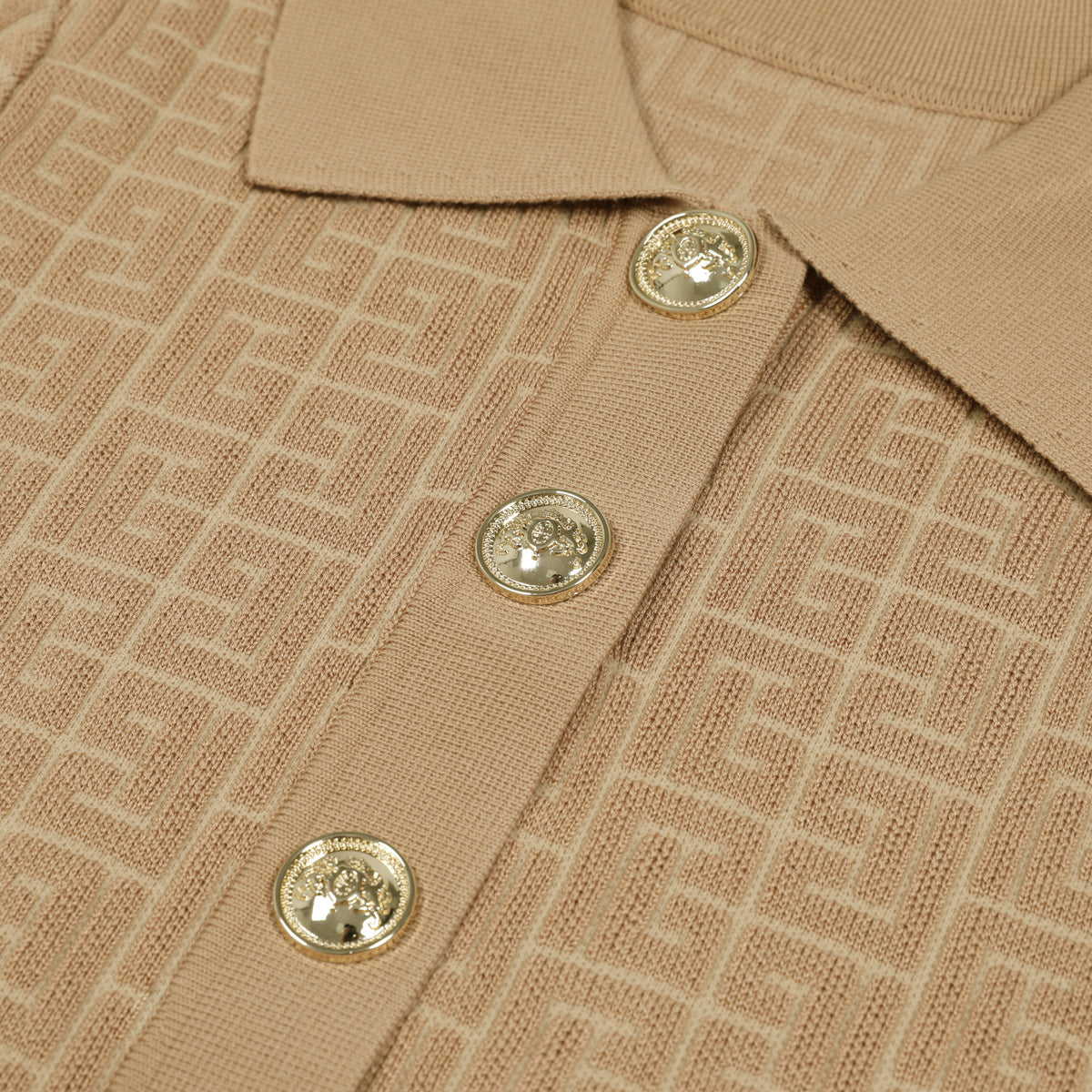 Farah Beige Lapel Collar Mini Dress