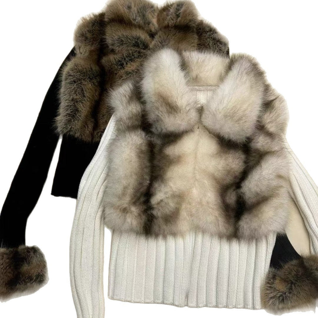Paige Faux Fur Knit Zip Up Sweater