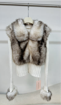 Paige Faux Fur Knit Zip Up Sweater