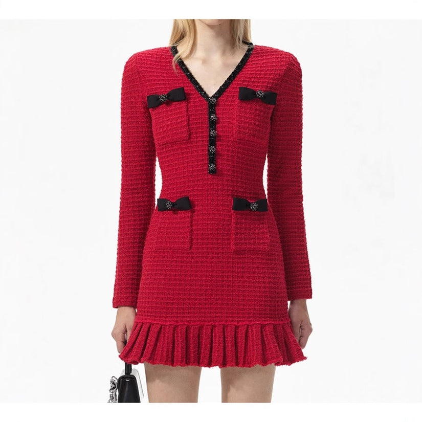 Vanessa Contrast Trim Knit Mini Dress