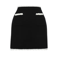 Fernie Knit Crop Top and Mini Skirt Set with Pearl Detail