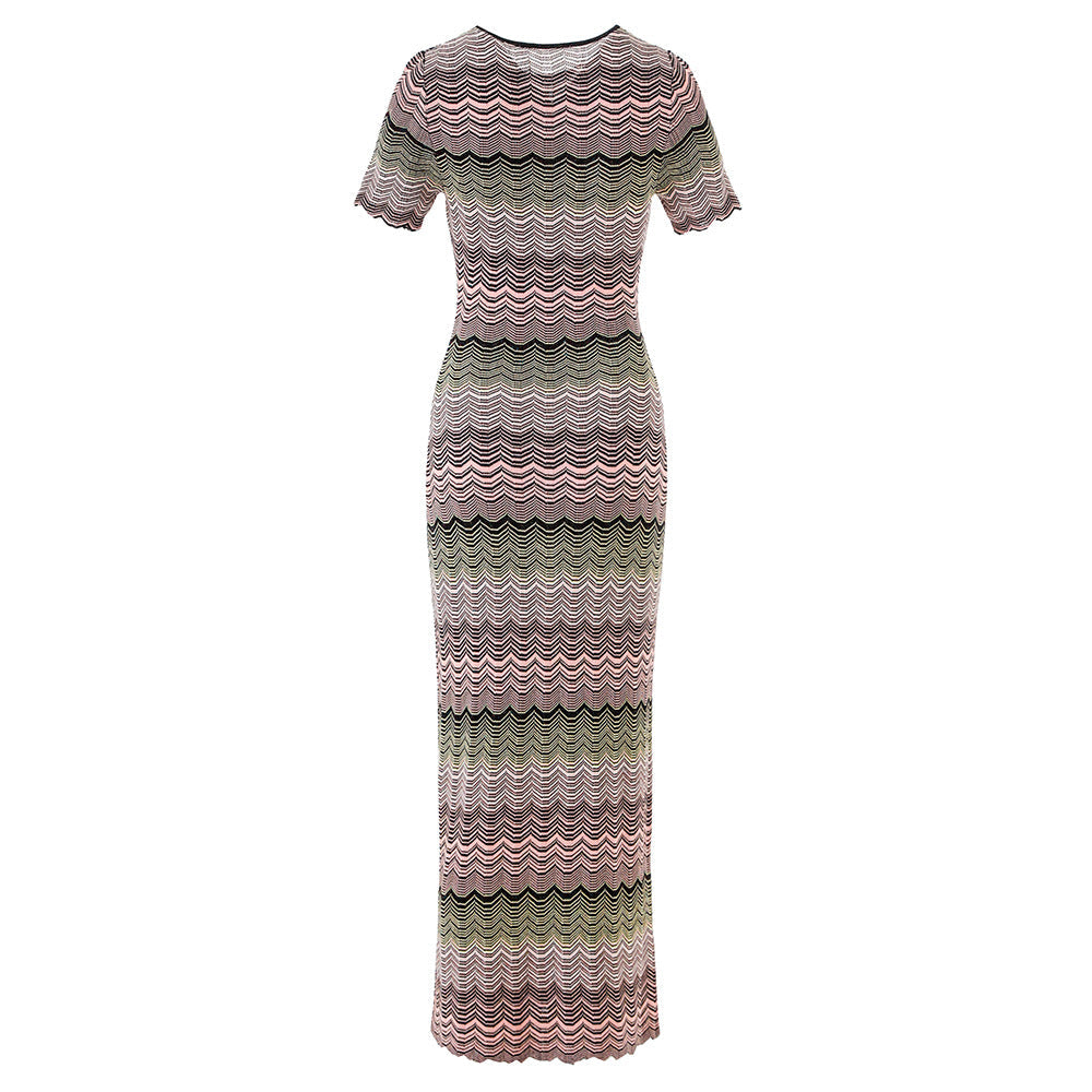 Zuri Gradient Knit Midi Dress with Short Sleeves