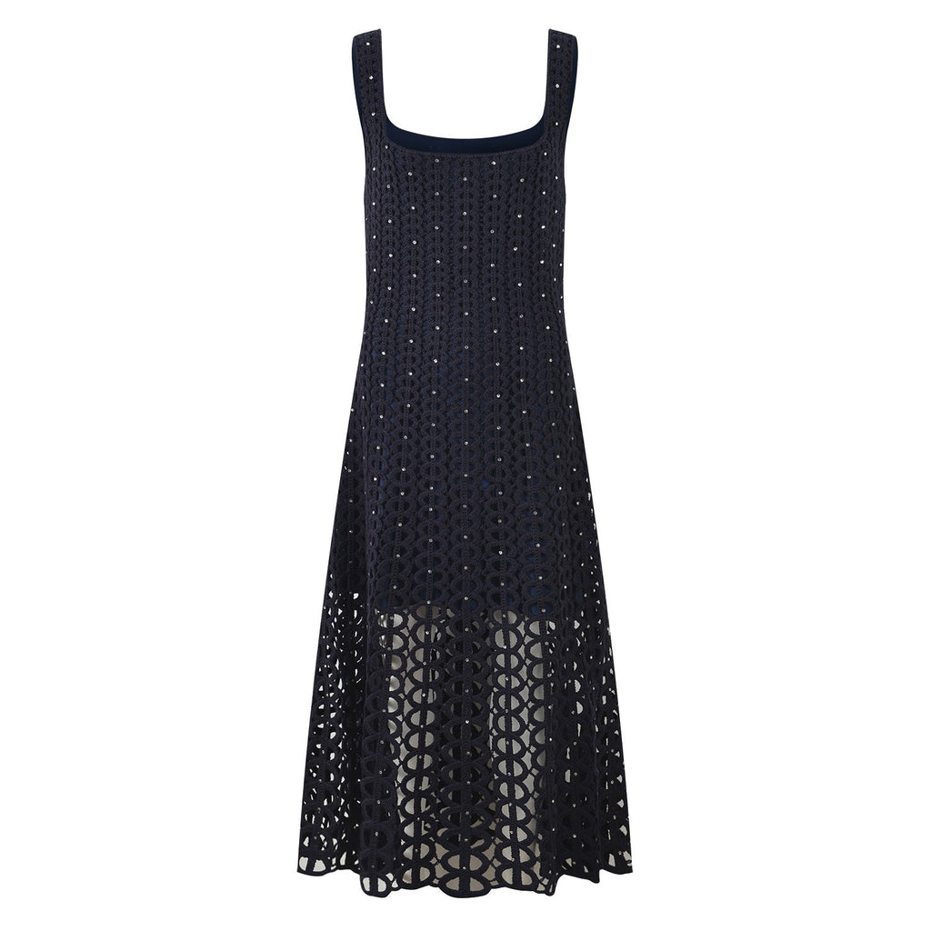 Camila Crystal Crochet Knit Midi Dress
