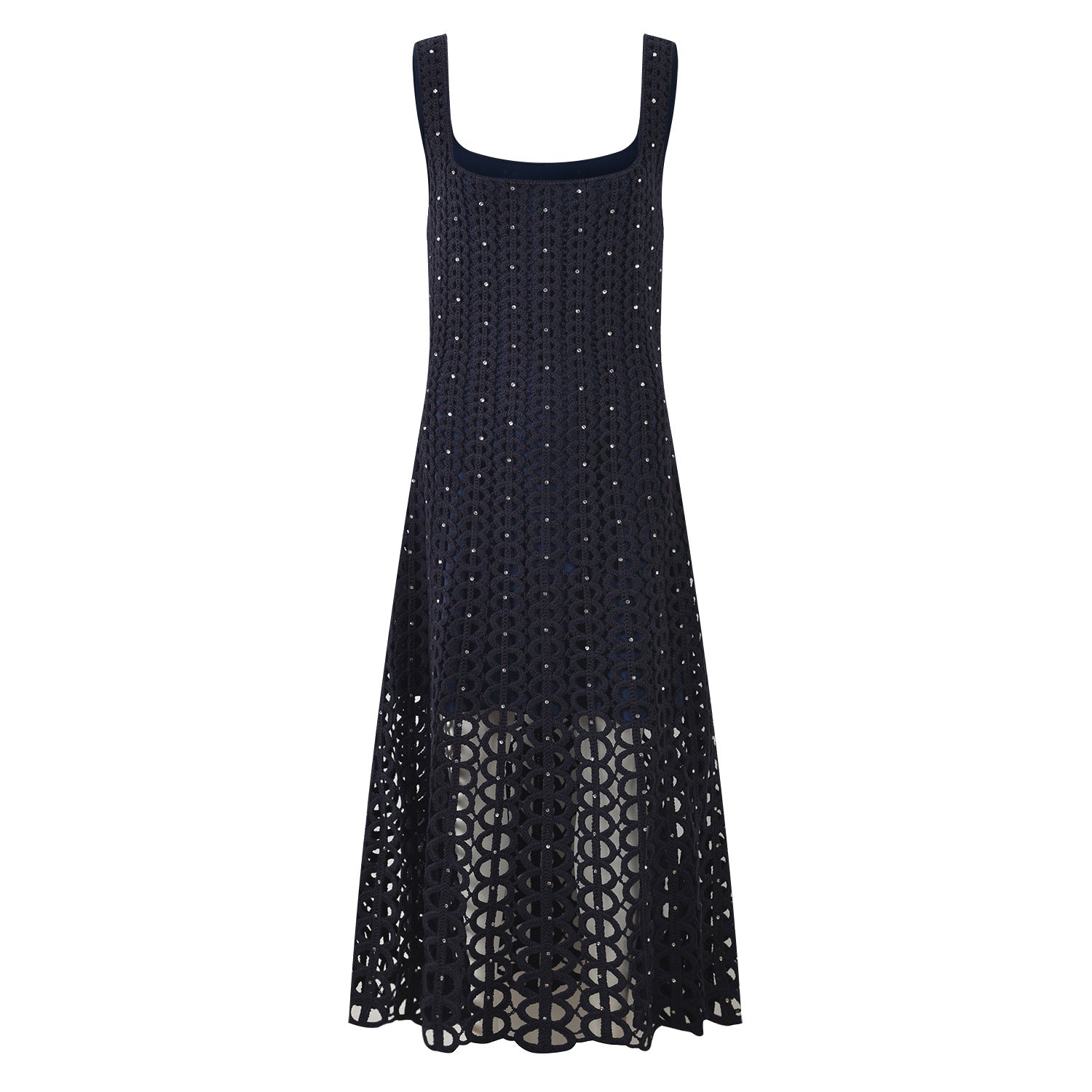 Camila Crystal Crochet Knit Midi Dress