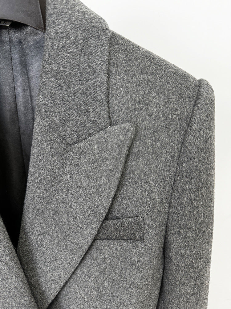 Freya Grey Bow Tie Wool Coat