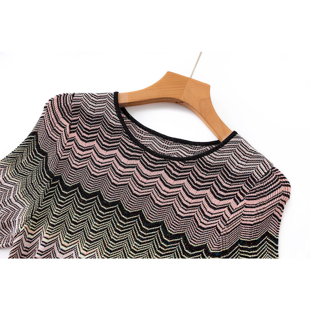 Zuri Gradient Knit Midi Dress with Short Sleeves