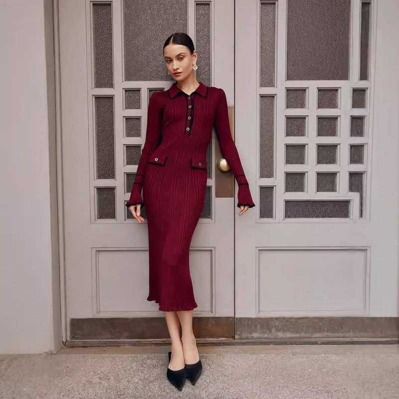 Gwen Knit Midi Dress with Contrast Flared Hems