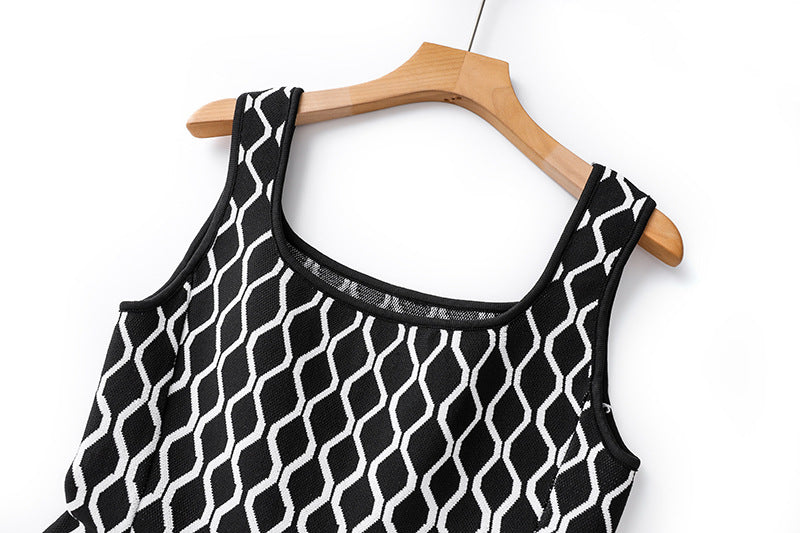 Mila Square Neck Sleeveless Ribbed Midi Dress