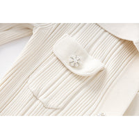Indira Beige Knit Maxi Dress with Lapel Collar