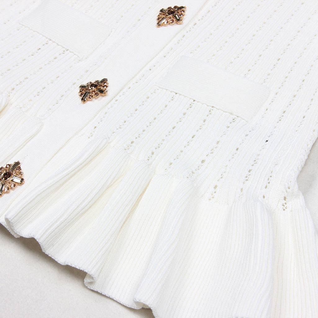 Alessandra Peplum Button Up Cardigan and Midi Skirt Set