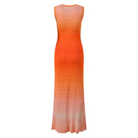 Aria Gradient Orange Knit Maxi Dress