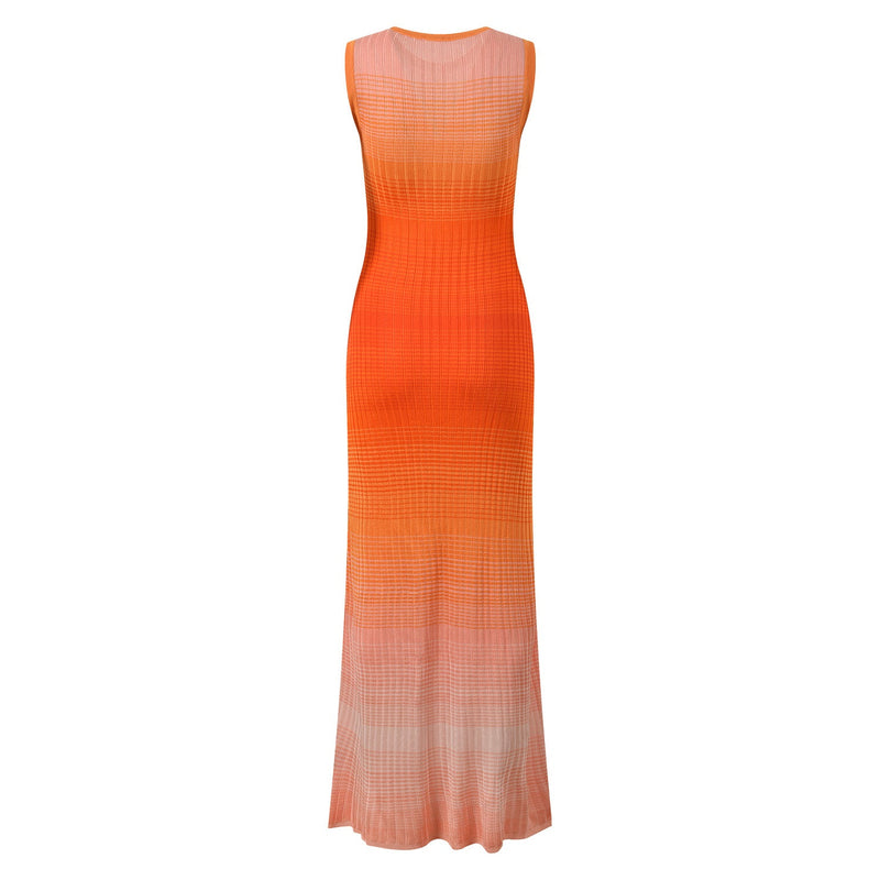 Aria Gradient Orange Knit Maxi Dress
