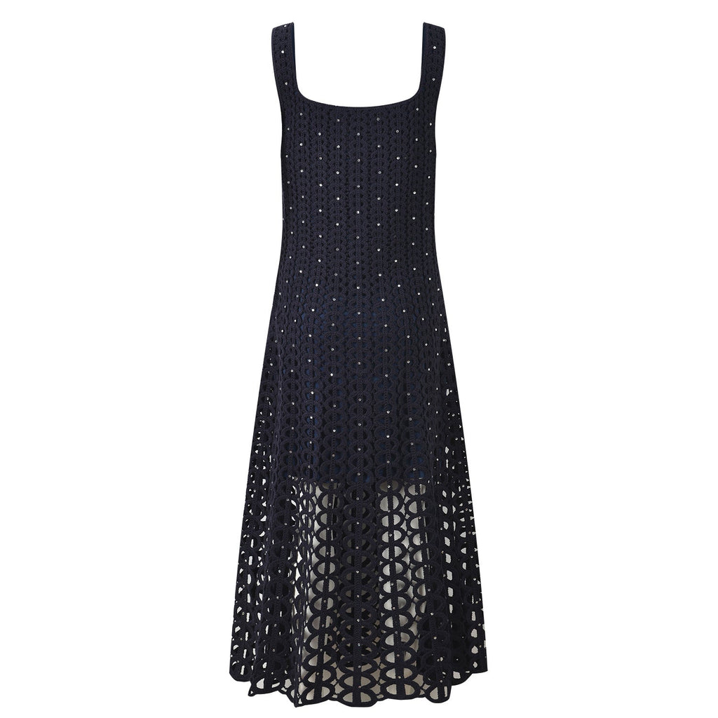 Camila Crystal Crochet Knit Midi Dress