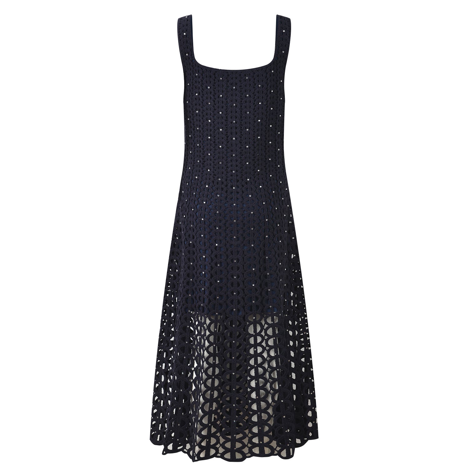 Camila Crystal Crochet Knit Midi Dress