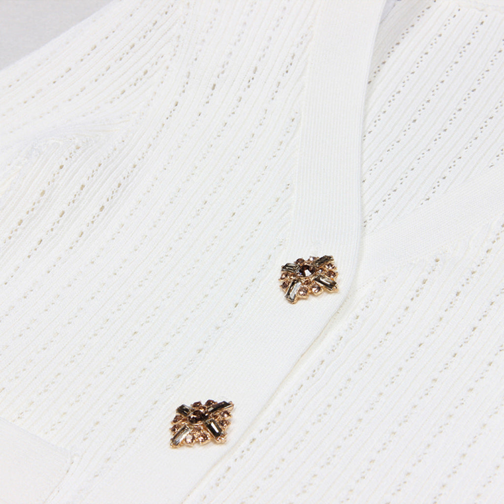 Alessandra Peplum Button Up Cardigan and Midi Skirt Set