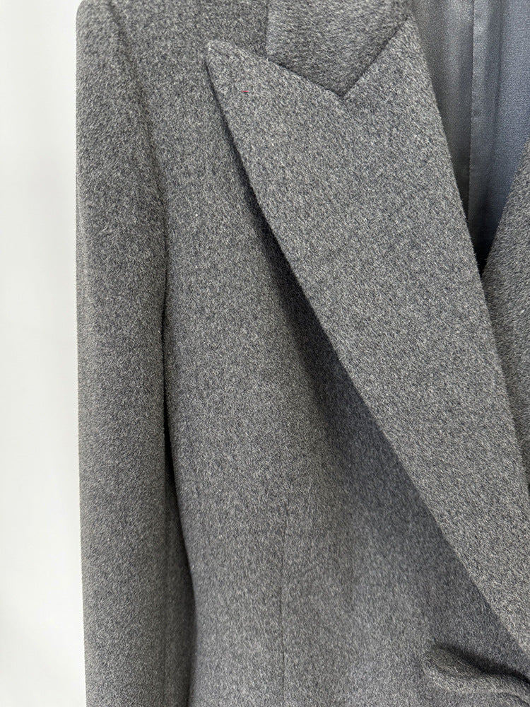 Freya Grey Bow Tie Wool Coat