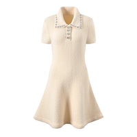 Olivia Crystal Button Knit A-Line Mini Dress