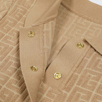 Farah Beige Lapel Collar Mini Dress