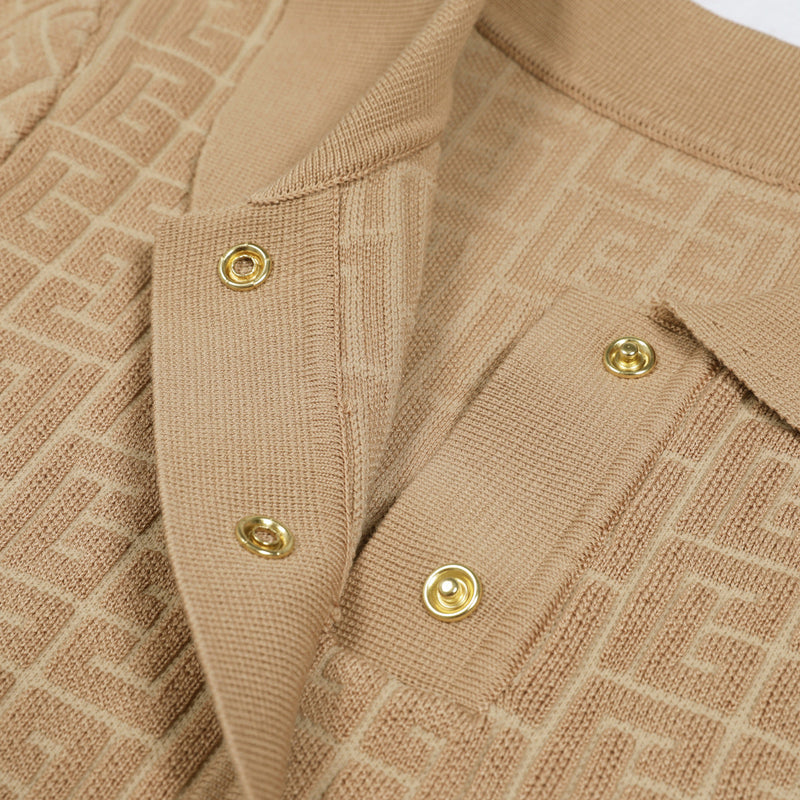 Farah Beige Lapel Collar Mini Dress
