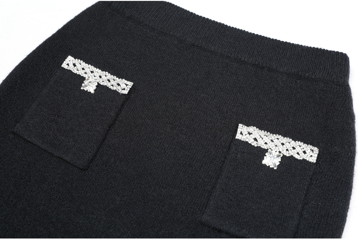 Piper Crystal Mock Neck Cardigan and Skirt Set