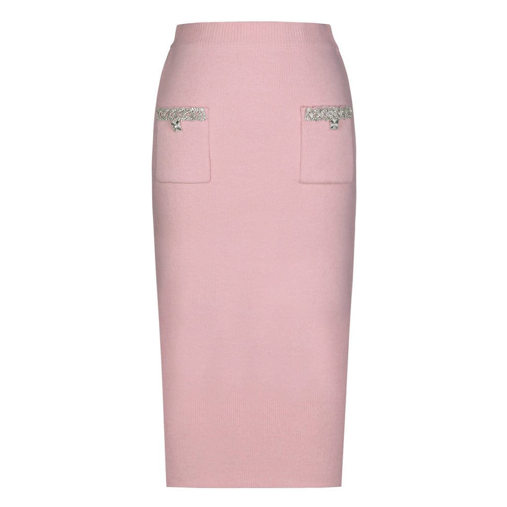 Piper Crystal Mock Neck Cardigan and Skirt Set