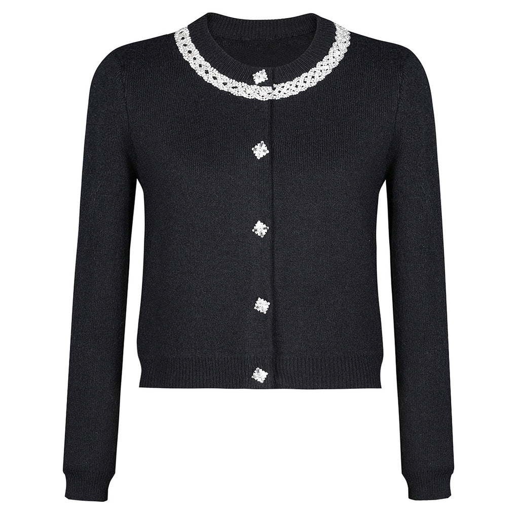 Piper Crystal Mock Neck Cardigan and Skirt Set