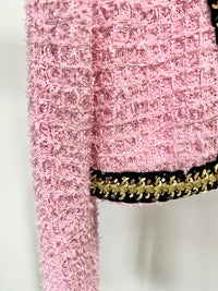 Azalea Pink Cropped Tweed Jacket