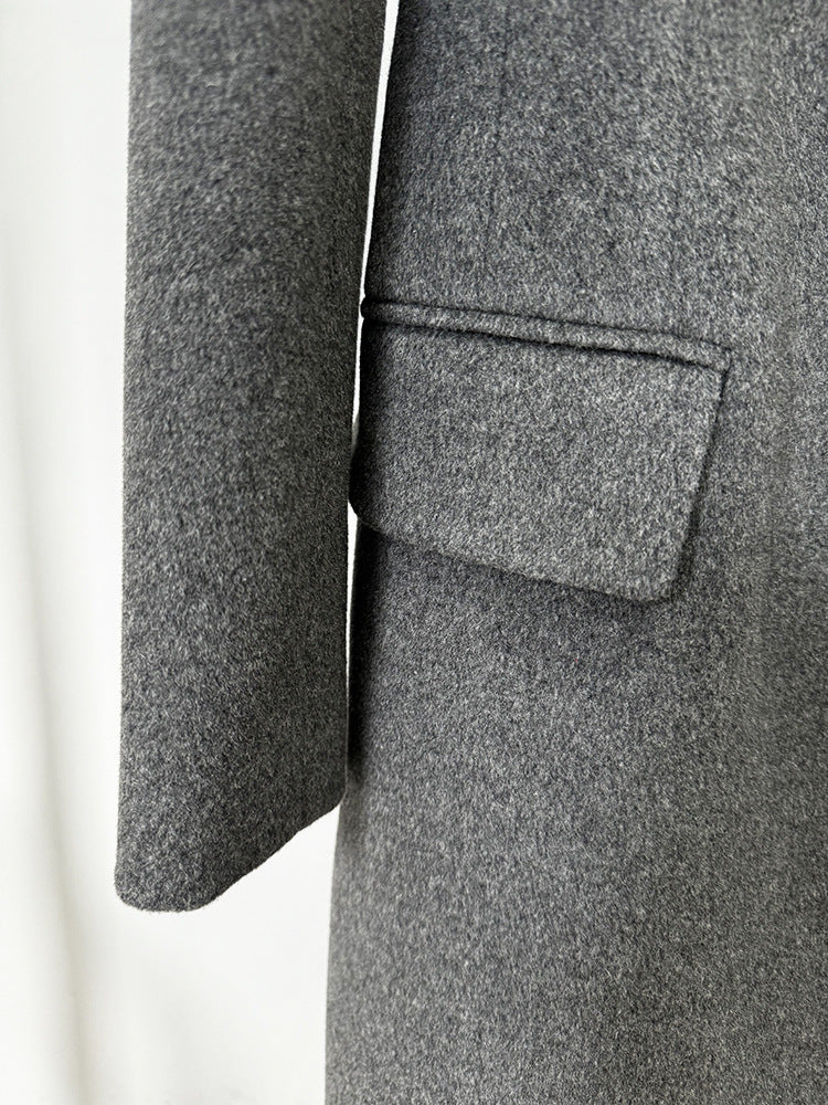 Freya Grey Bow Tie Wool Coat