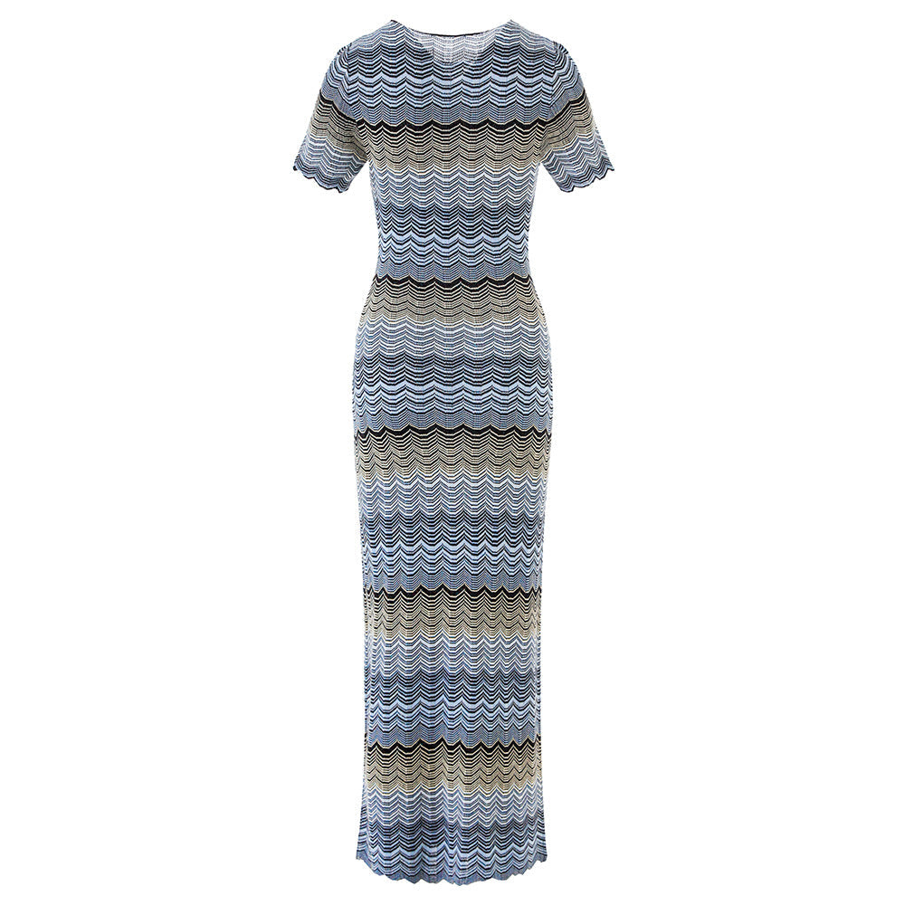 Zuri Gradient Knit Midi Dress with Short Sleeves