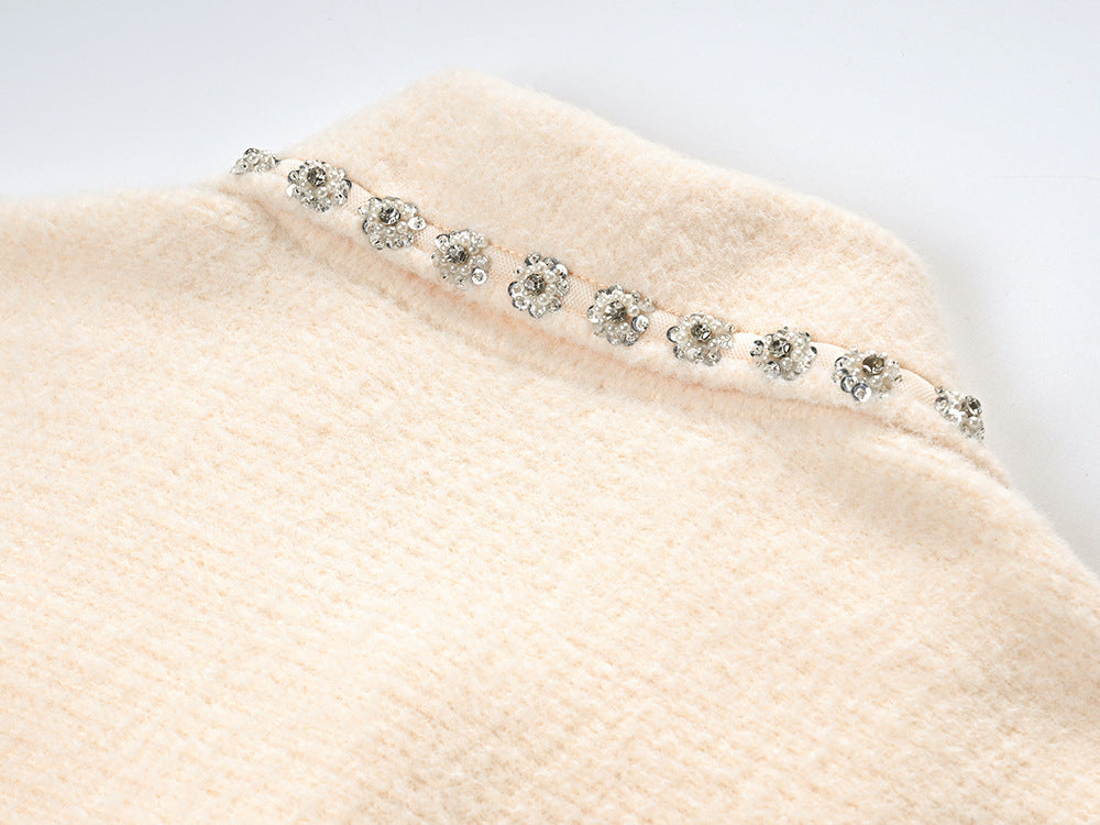 Olivia Crystal Button Knit A-Line Mini Dress