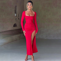 Althea Square Neck High Slit Dress