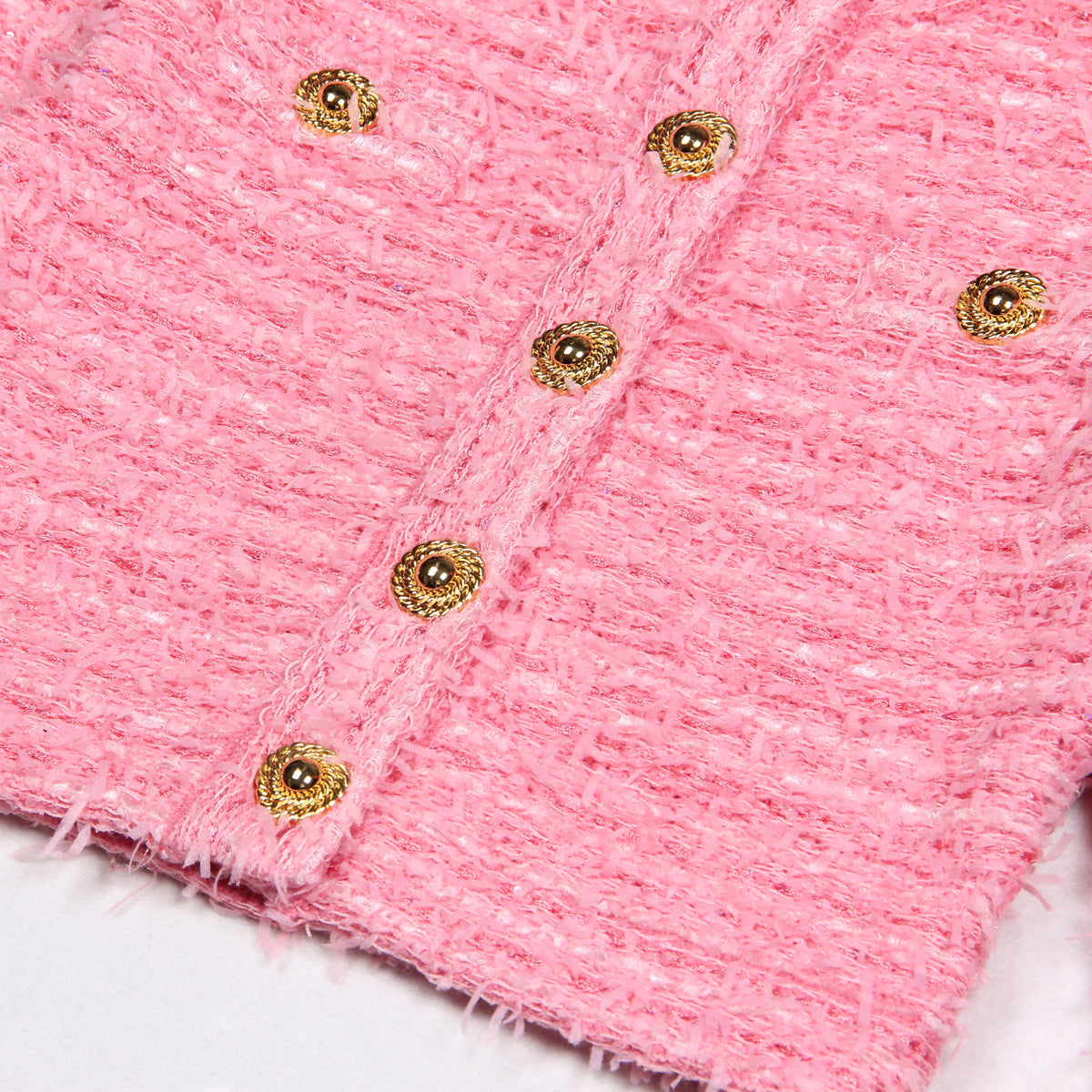 Chela Pink Cropped Textured Knit Cardigan