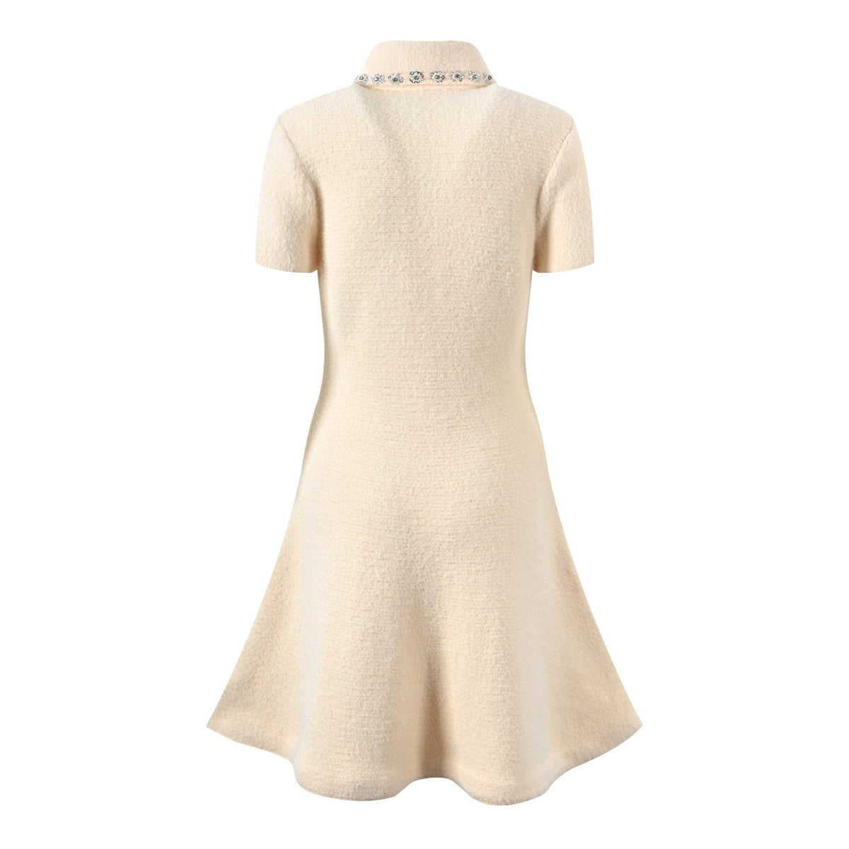 Olivia Crystal Button Knit A-Line Mini Dress