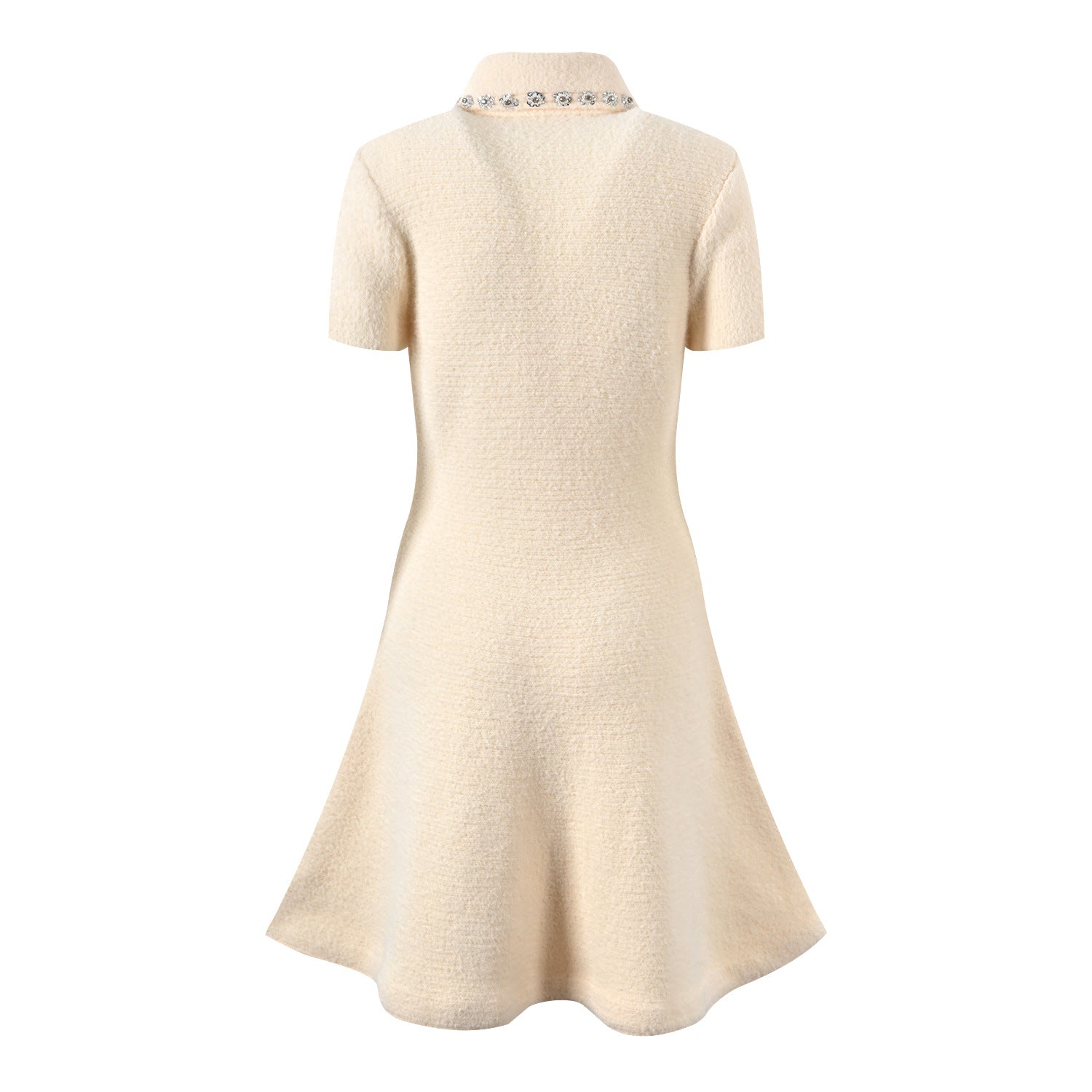 Olivia Crystal Button Knit A-Line Mini Dress