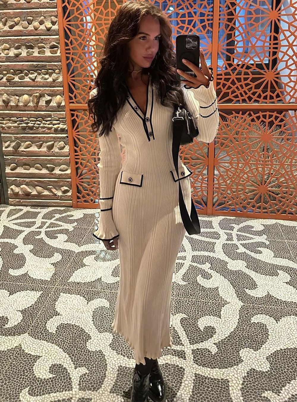 Gwen Knit Midi Dress with Contrast Flared Hems