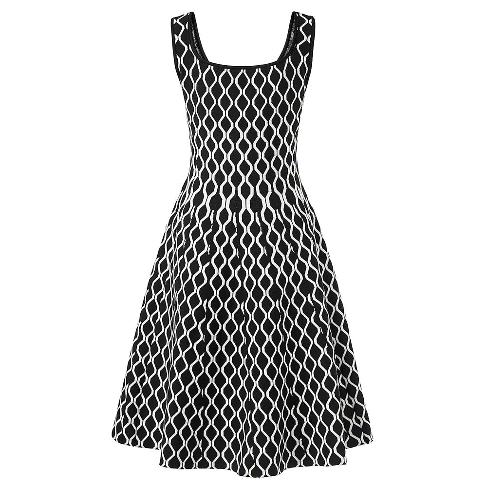 Mila Square Neck Sleeveless Ribbed Midi Dress