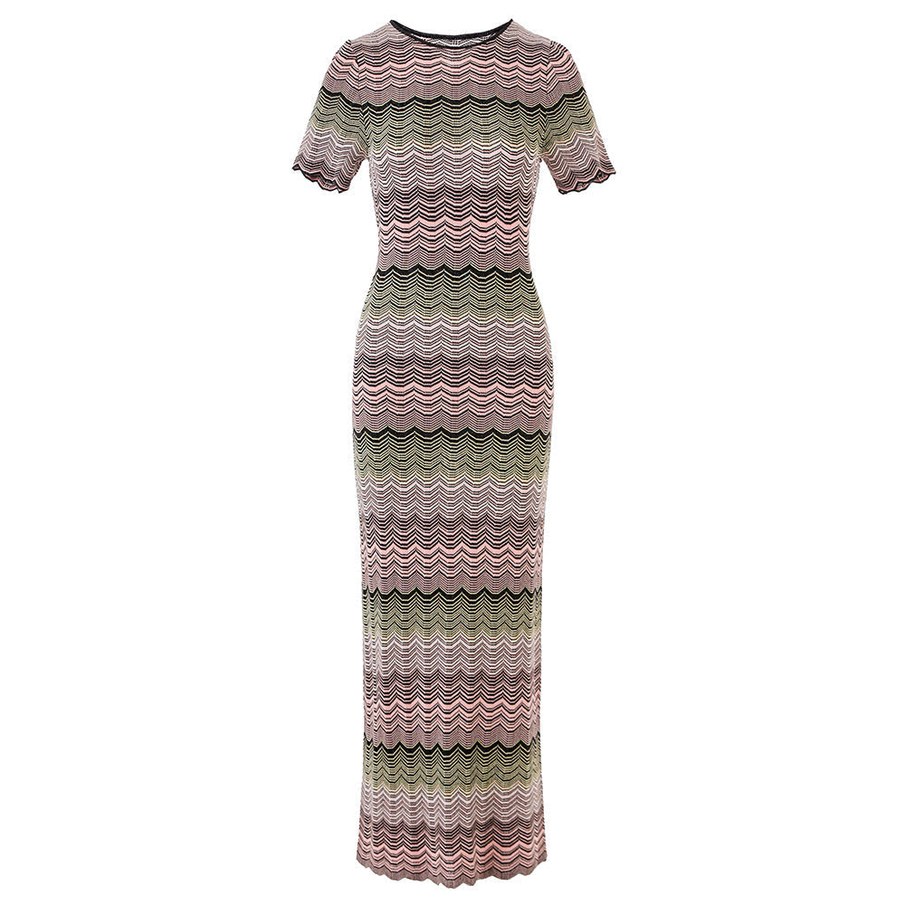 Zuri Gradient Knit Midi Dress with Short Sleeves