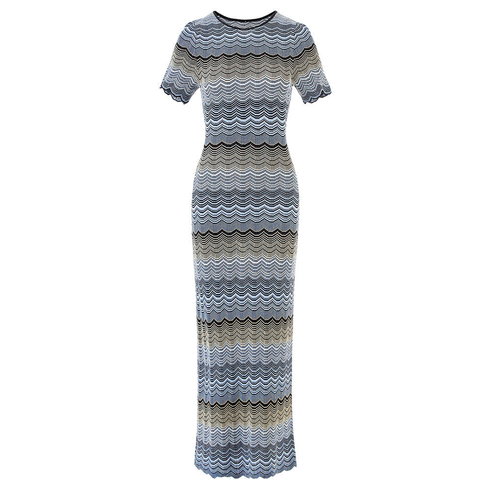 Zuri Gradient Knit Midi Dress with Short Sleeves