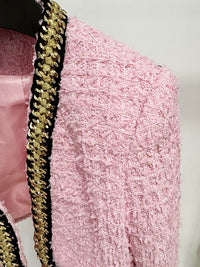 Azalea Pink Cropped Tweed Jacket