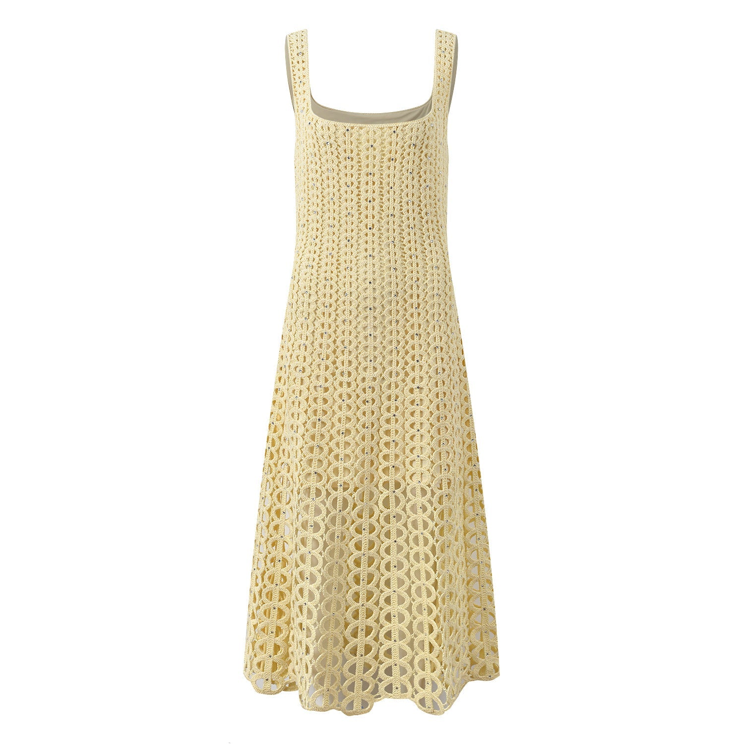 Camila Crystal Crochet Knit Midi Dress