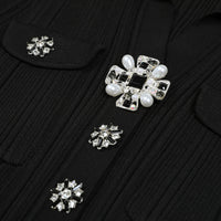 Daphne Knit Mermaid Midi Dress with Crystal Buttons